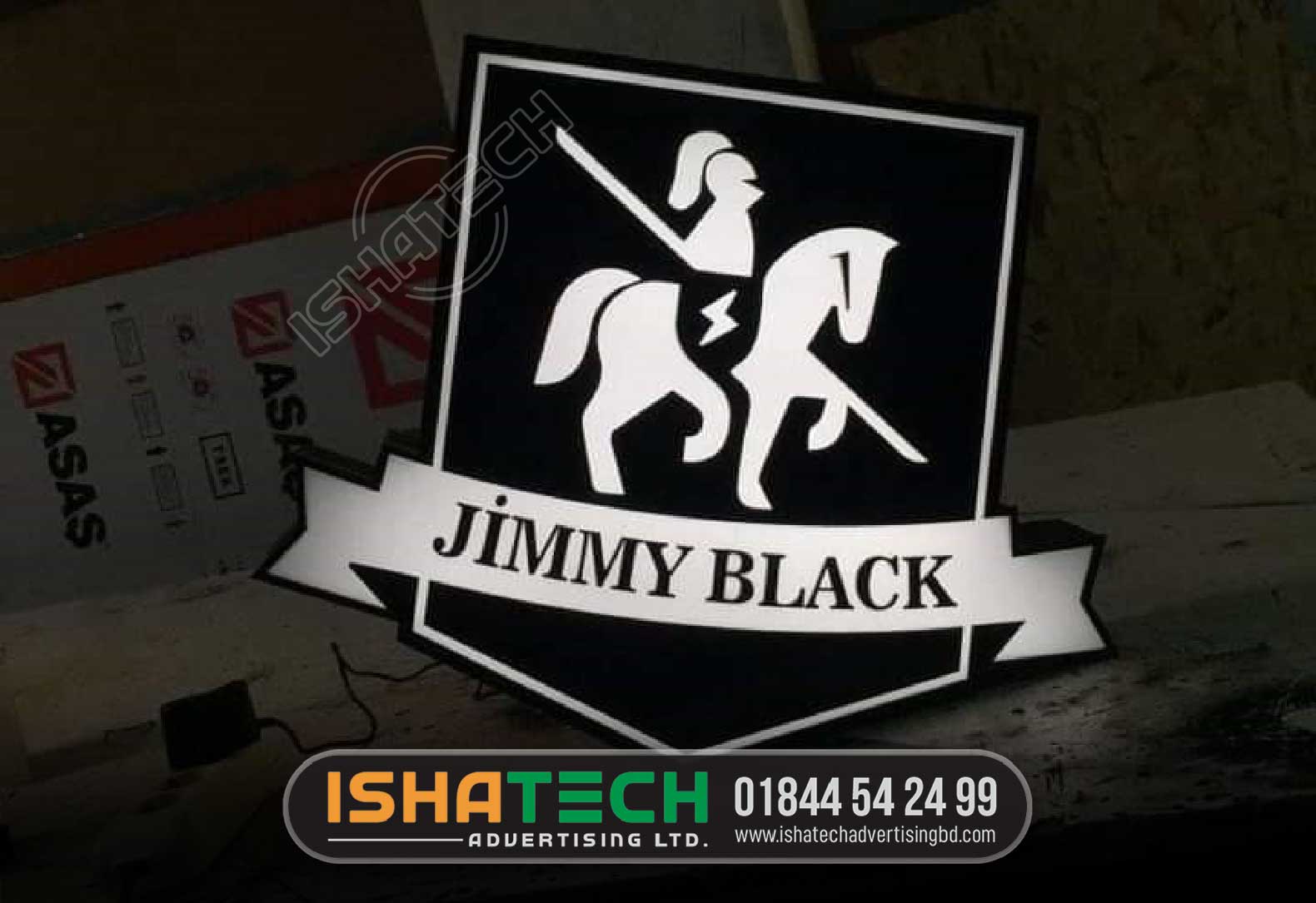 JIMMY BLACK LIGHTING LOGO SIGNAGE BD