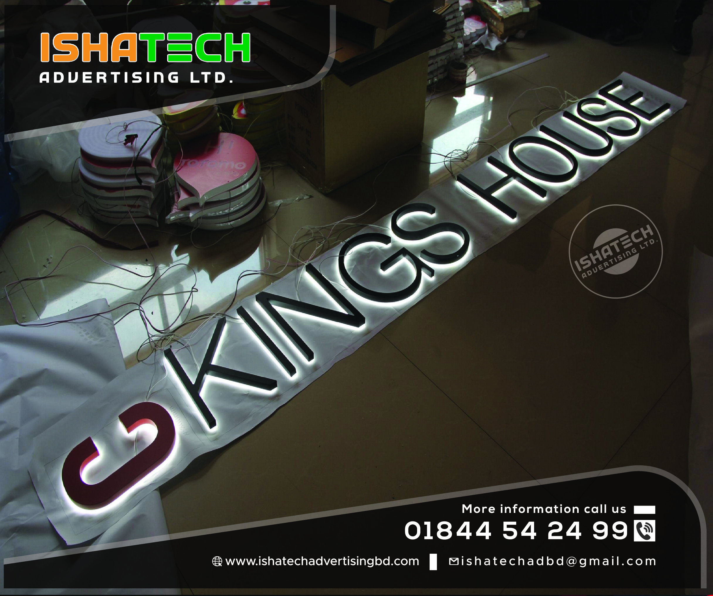 KINGS HOUSE LETTER SIGNAGE, SIGNAGE AGENCY IN DHAKA BANGLADESH, ISHATECH ADVERTISING AGENCY IN DHAAK BANGLADESH