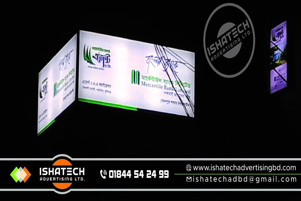 Both Side LED Sign Board & Vertical Signboard with Double-Sided Lighting Sign Board for Indoor & Outdoor Aluminium Lighting Vertical Board in Bangladesh