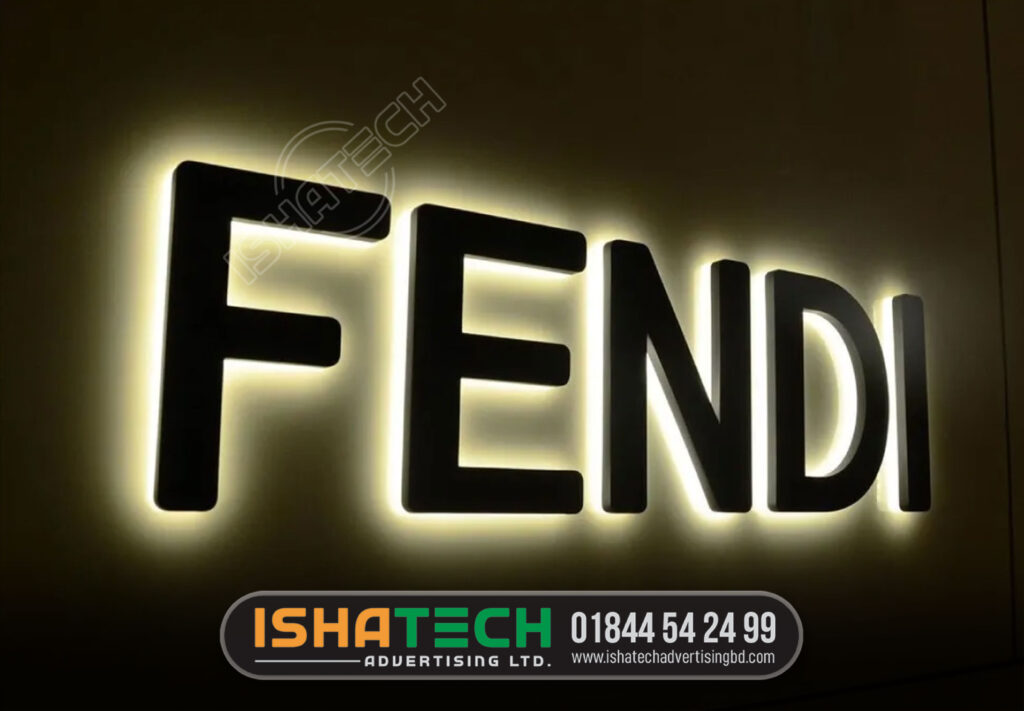 FENDI BACKLIGHT LETTER SIGNBOARD, BILLBOARD, NAMEPLATE, LETTER SHOP SIGN, SHOP SIGN BANGLADESH