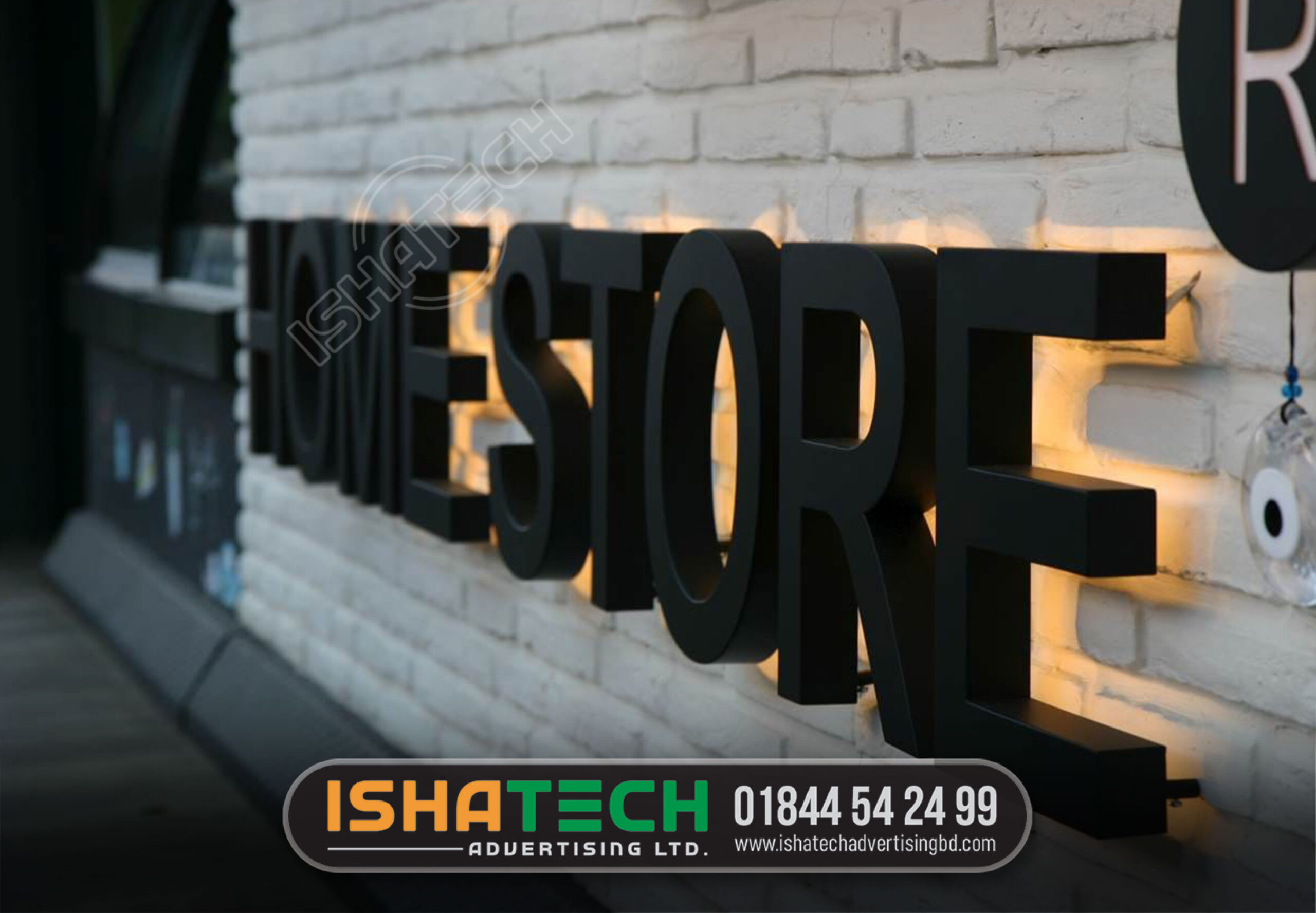 HOME STORE WALL OUTDOOR BLACK COLOR LETTER MAKING FACTORY IN DHAKA BANGLADESH