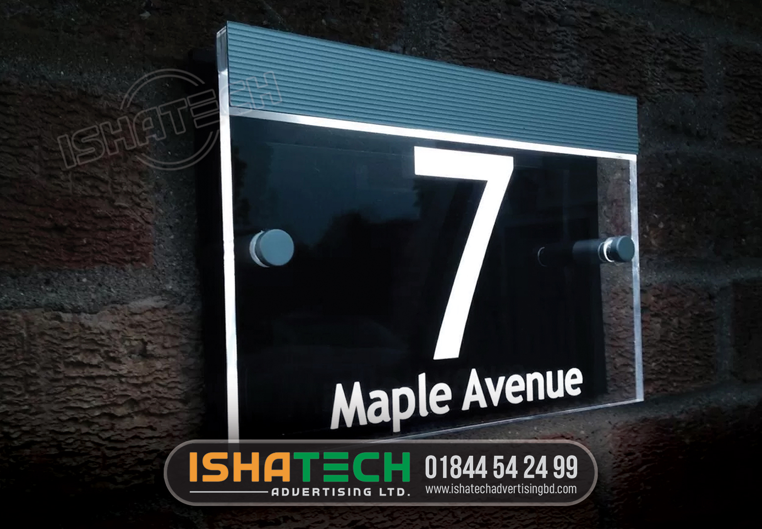 MAPLE AVENUE 7 GLASS NAME PLATE FOR OFFICE DECORATION BD,