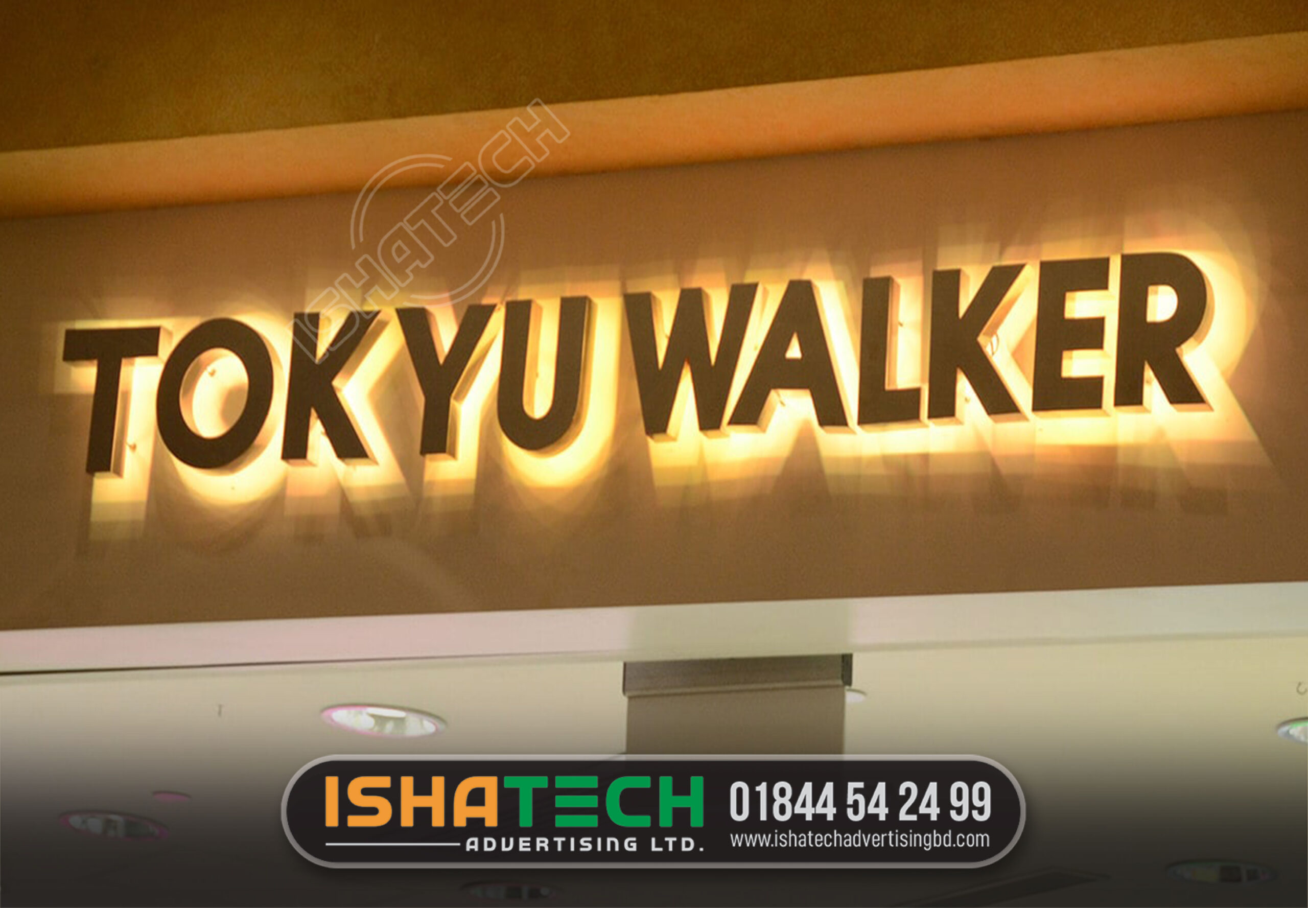 TOKYU WALKER SS BACKLIGHT LETTER SIGNAGE BY ISHATECH ADVERTISING LTD. 3D LED Backlit Signs With Painted Stainless Steel Letter