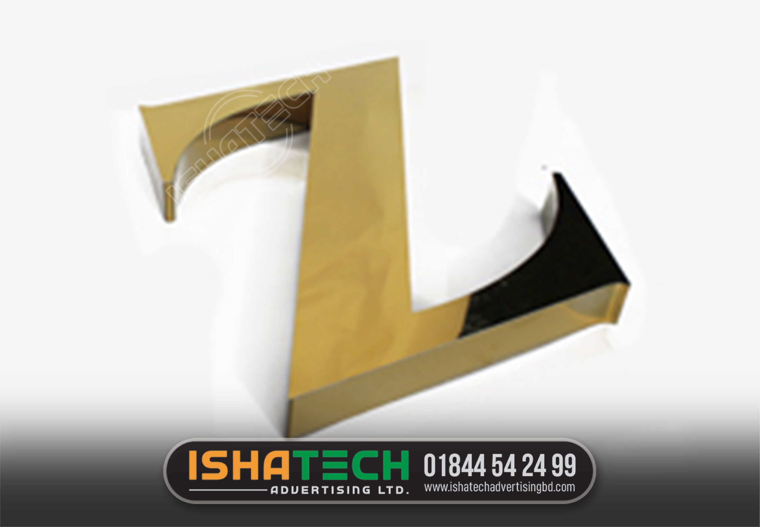 Z CAPITAL LETTER SIGNAGE BY ISHATECH ADVERTISING LTD. GOLDEN COLOR Z LETTER MAKING BD BY ISHATECH ADVERTISING