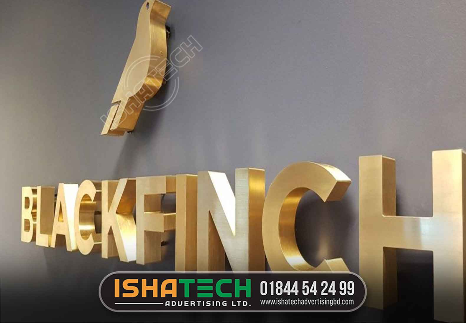 Golden Polished 3D Titanium Brass Letter, Metal Outdoor Shop Signboard Metal Store Signs For Coffee Custom Metal Sign Letter, Business Real Estate Logo Design We are the leading golden color ss letter making agency in Dhaka And Bangladesh