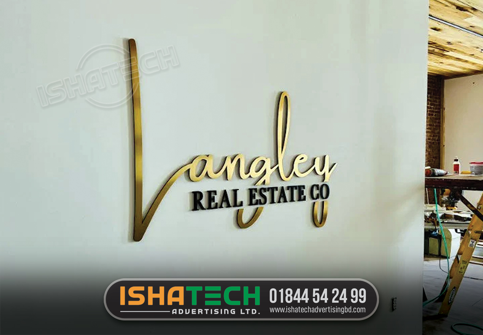 LANGLEY REAL ESTATE CO GOLDEN COLOR SS LETTER SIGNS MAKER AND SUPPLIER AGENCY IN DHAKA, CHITTAGONG BD