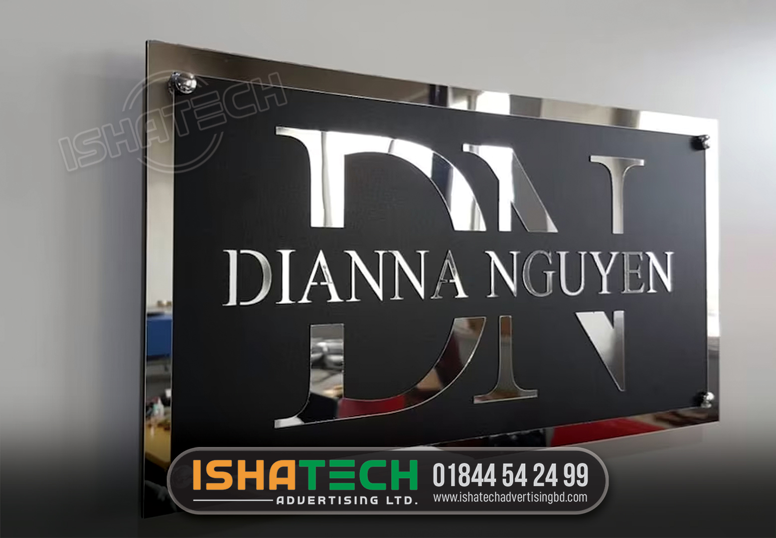 DIANNA NGUYEN DN | SS ROUND BATA MODEL LETTER SIGNS BD | BEST STAINLESS STEEL NAME PLATE MAKING BD