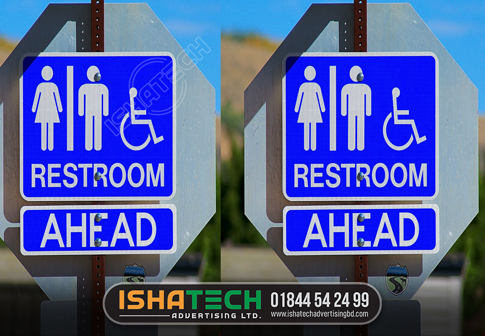 RESTROOM AHEAD BLIEND NAME PLATE | BLIEND DIRECTIONAL SIGNS BD
