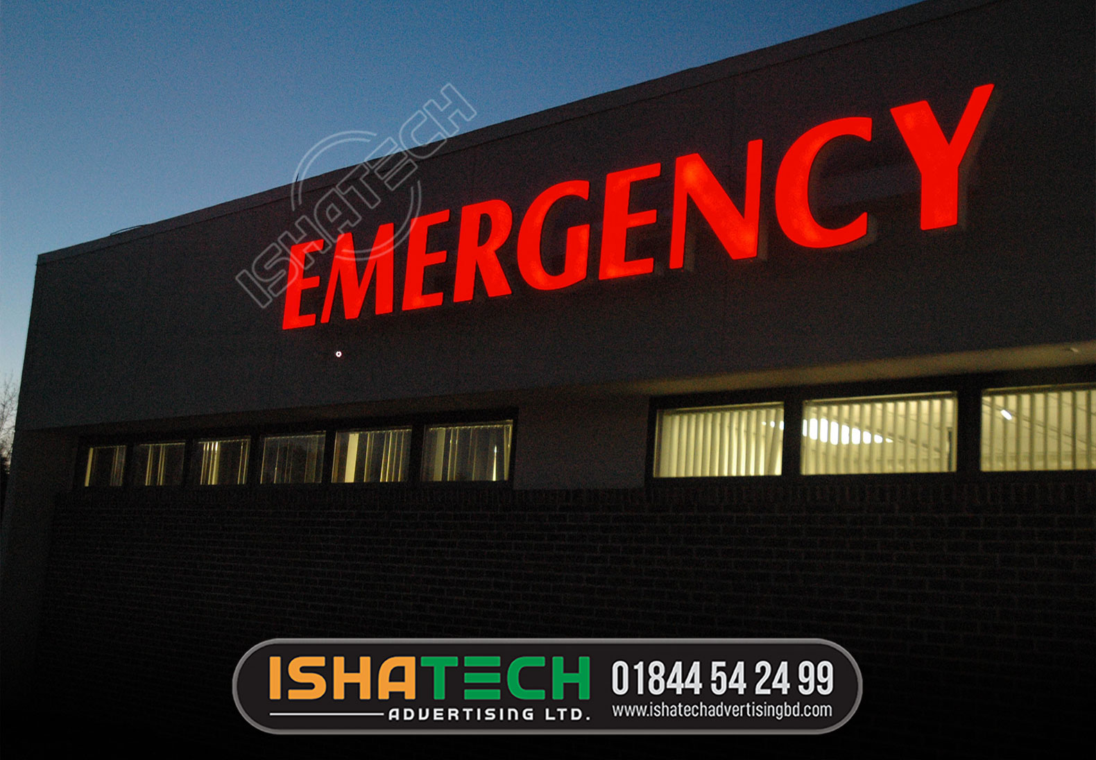 HOSPITAL GATE NAME PALTE | EMERGENCY NAME PALTE | EMERGENCY RED COLOR LED LIGHTING LETTER SIGNS MANUFACTURER AND MANUFACTURER AGENCY/COMPANY IN DHAKA BANGLADESH