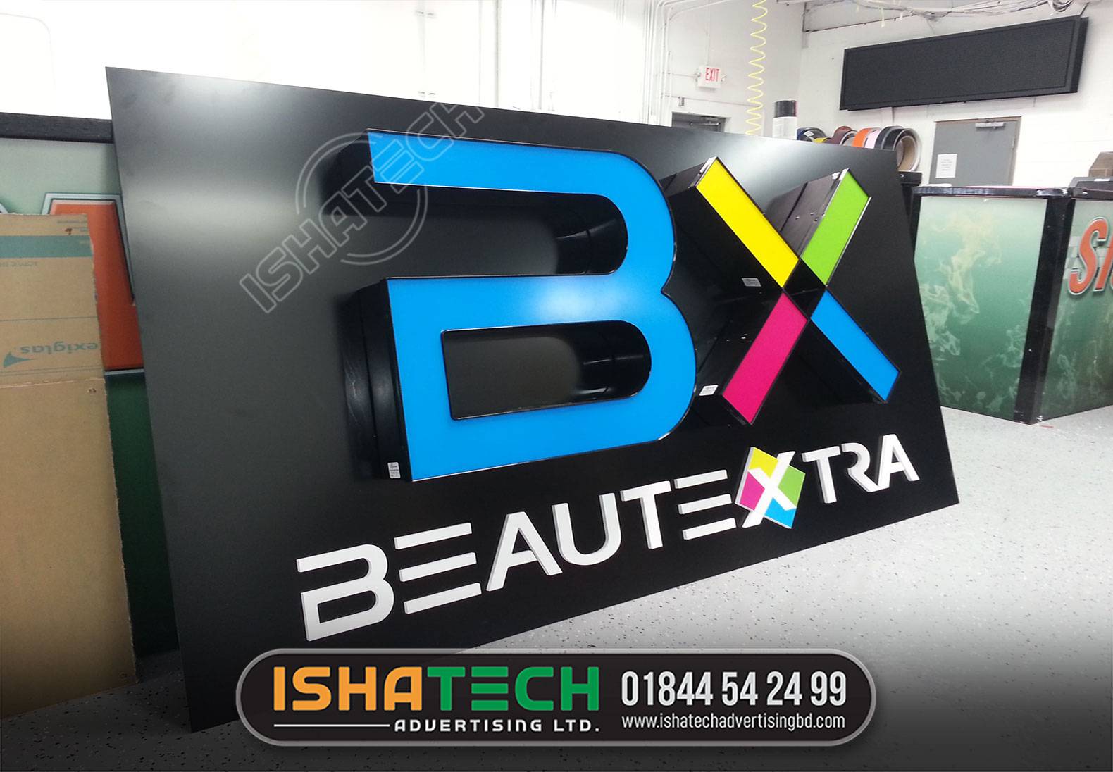 BX BEAUTEXTRA ACRYLIC NAMEPLATE MAKING | ACRYLIC LETTER ROUND SIDE SS SIGNAGE AND BACKGROUND GLASS NAMEPLATE MAKING BY ISHATECH ADVERTISING LTD