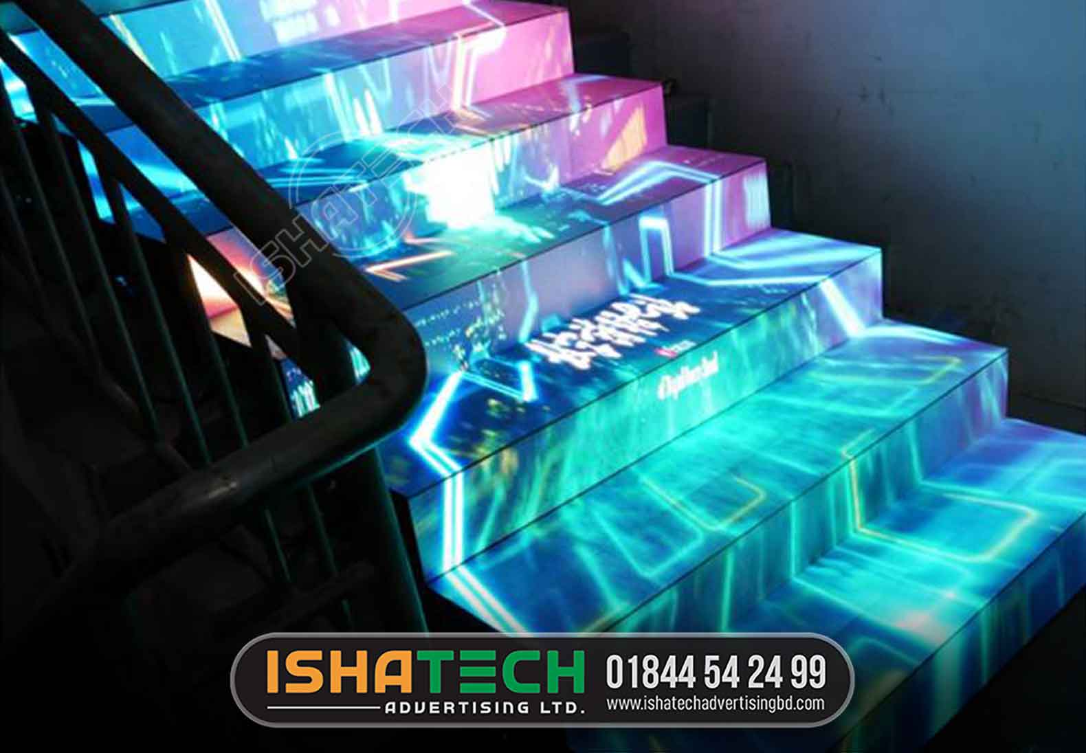 Stair LED Display Stair LED Display LED staircases, specially designed for stages, bars, shopping malls and other public high load bearing capacity and shock resistance,with acrylic masks or GOB design in surface Thin cabinet, the depth only 60mm Easy Maintenance, front module maintenance