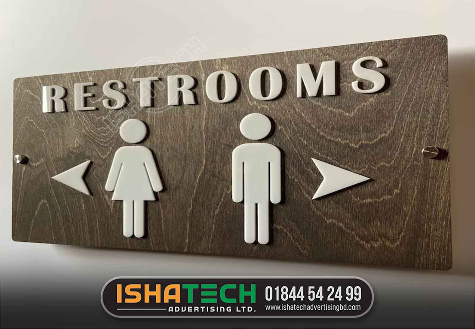 RESTROOMS ACRYLIC NAME PLATE, MEN WOMEN ACRYLIC ICON NAME PLATE MAKING BY ISHATECH ADVERTISING LTD