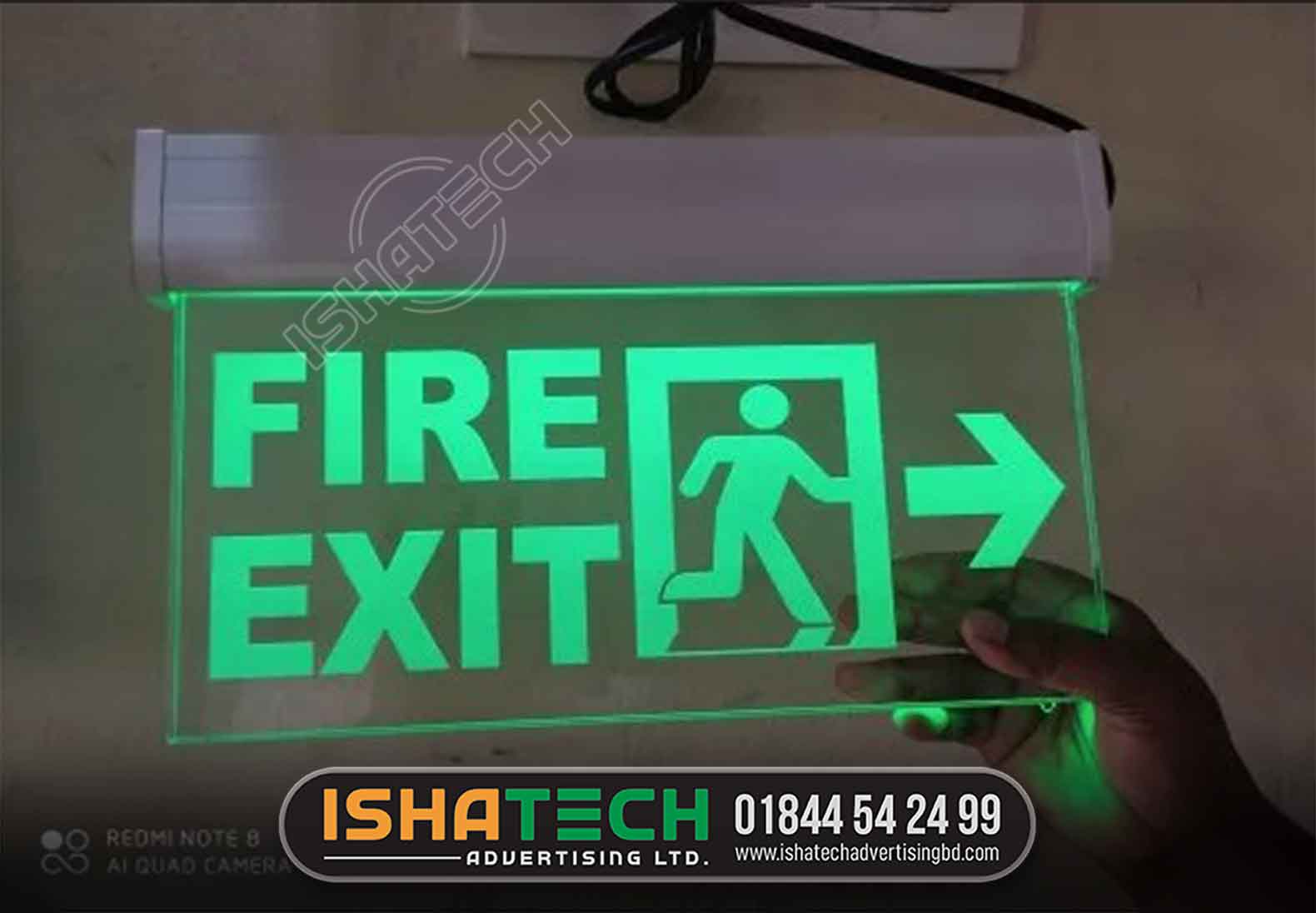 FIRE EXIT ACRYLIC LIGHTING NAME PALTE. LIGHTING NAME PLATE SHOP BD
