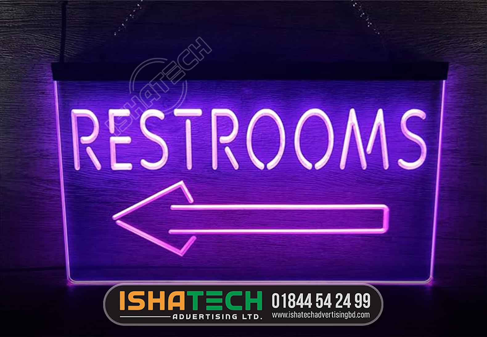 RESTROOM LED ACRYLIC LETTER SIGBOARD BY ISHATECH ADVERTISING LTD