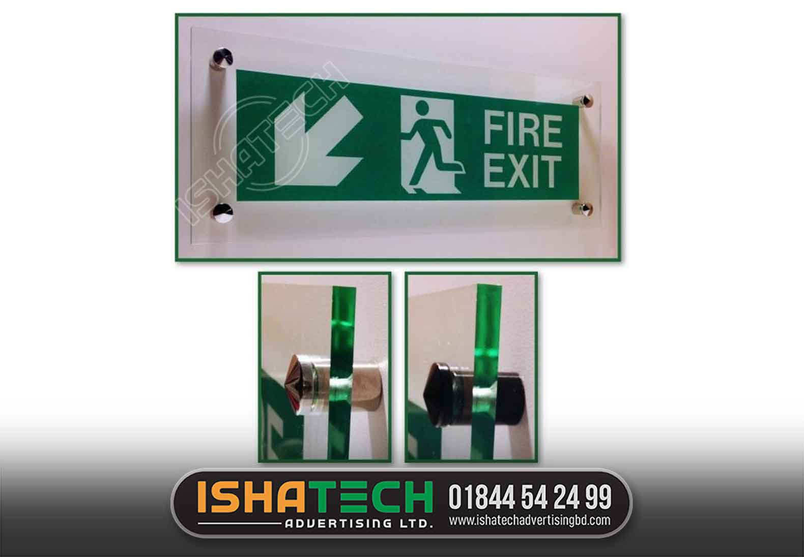 FIRE EXIT GLASS NAME PLATE, OFFICE GLASS NAME PLATE