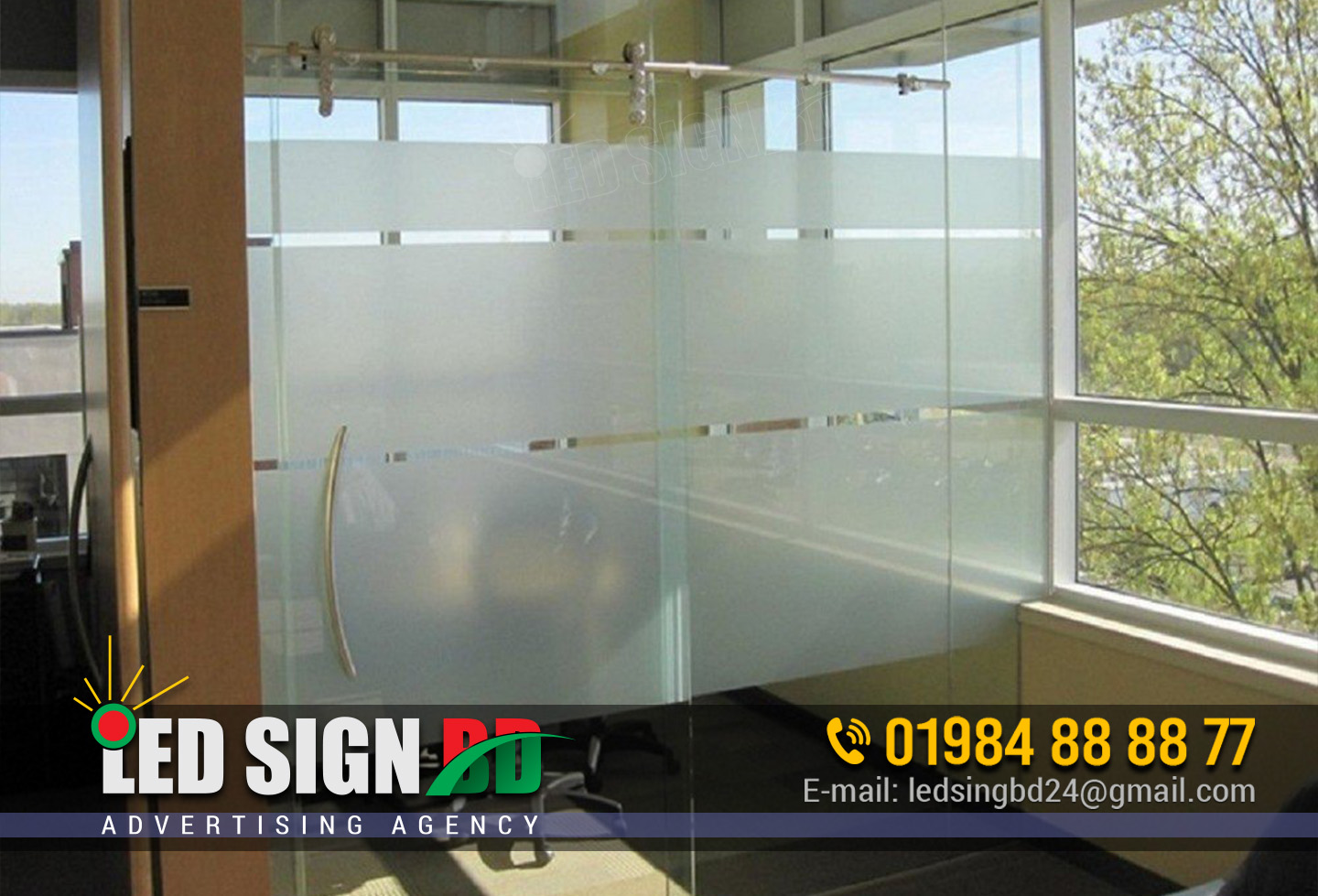 glass tinted film for meeting room with graphics printing