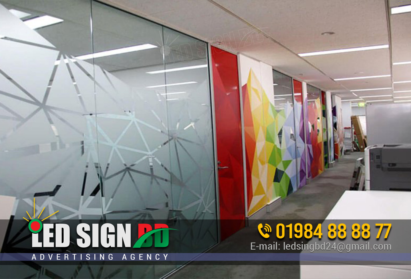 Office Glass Clear Frosted Sticker Print & Pasting