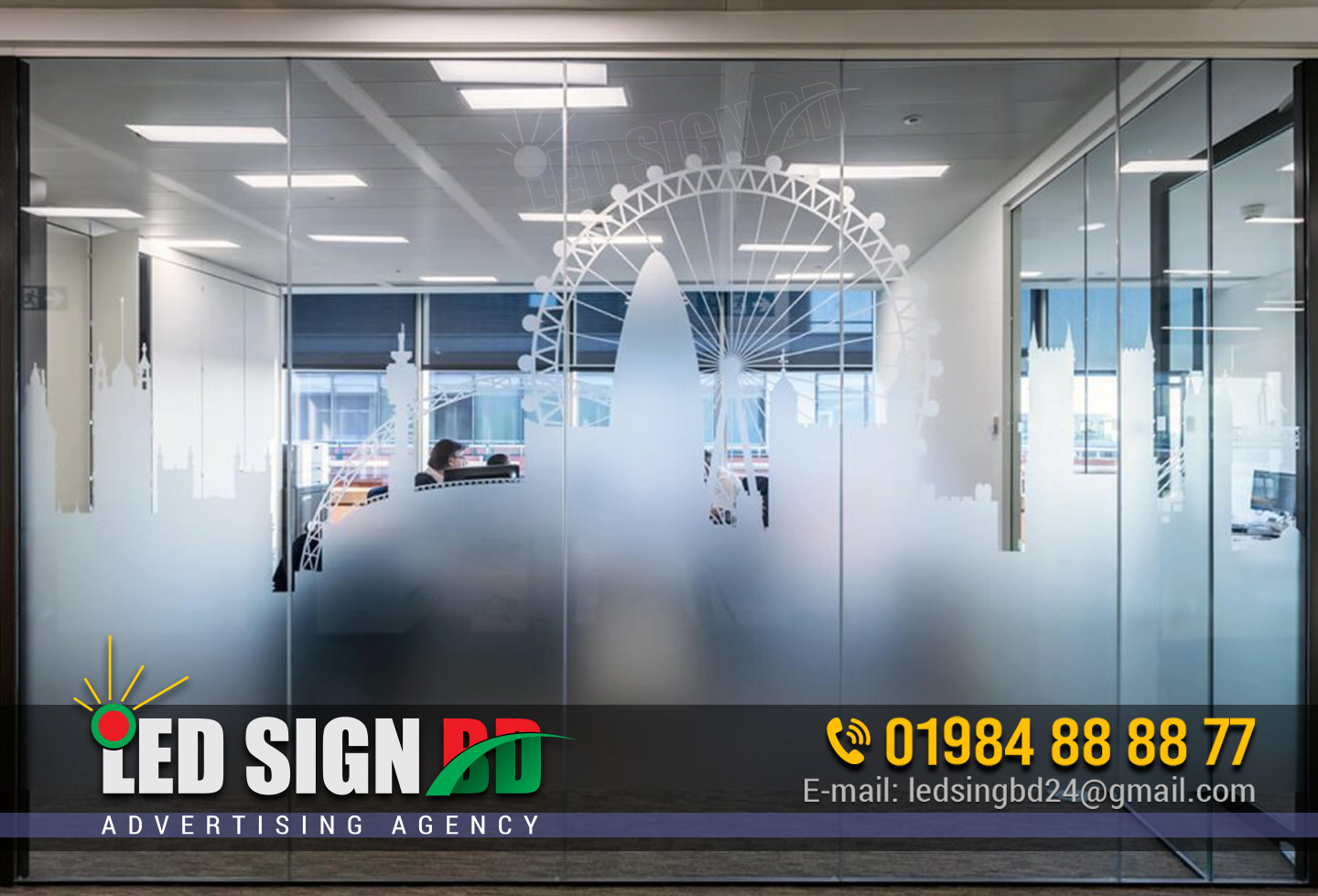 PVC Printed Frosted Glass Film enhance your office aesthetics in Bangladesh