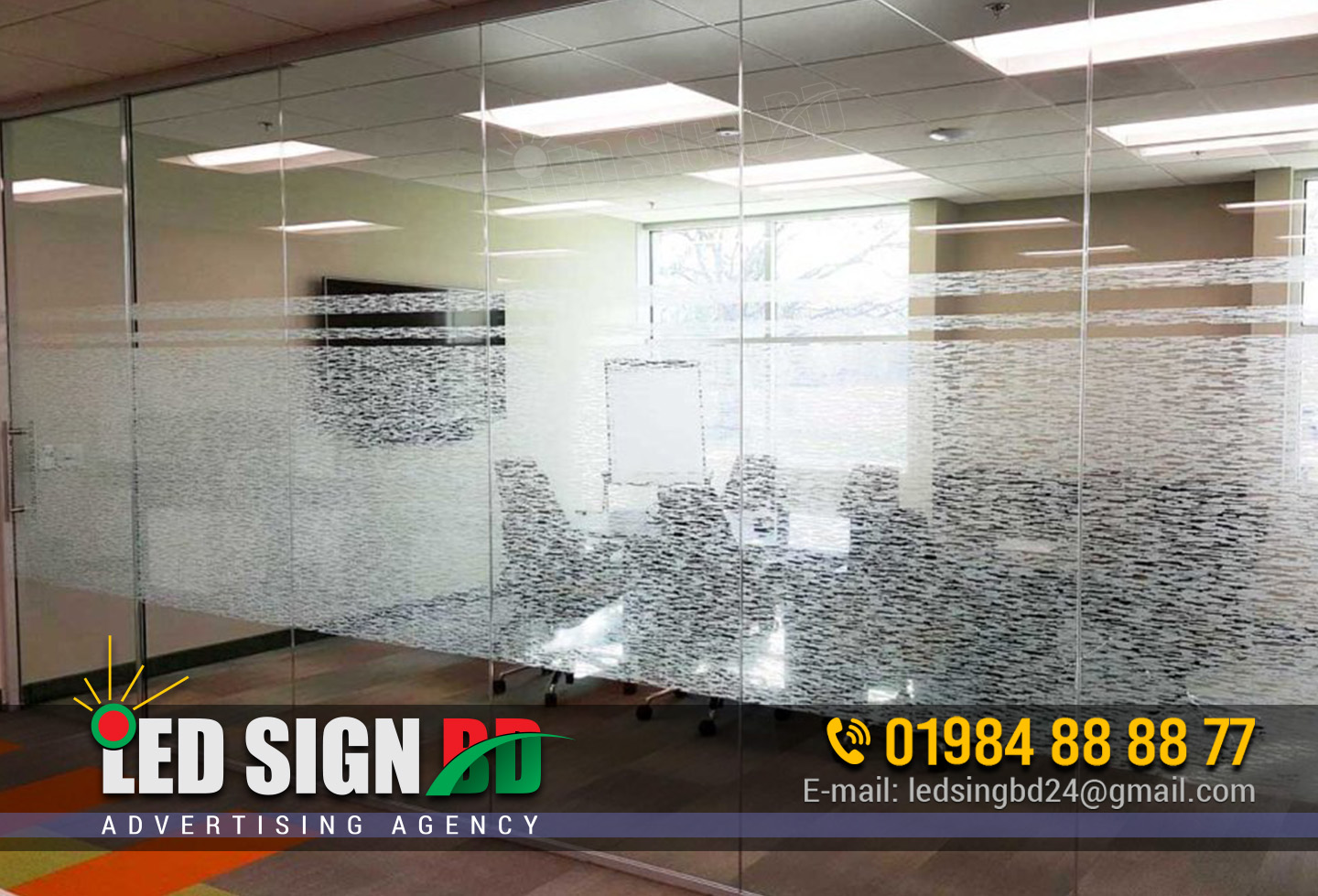 Clear Frosted Glass Partition, For Office