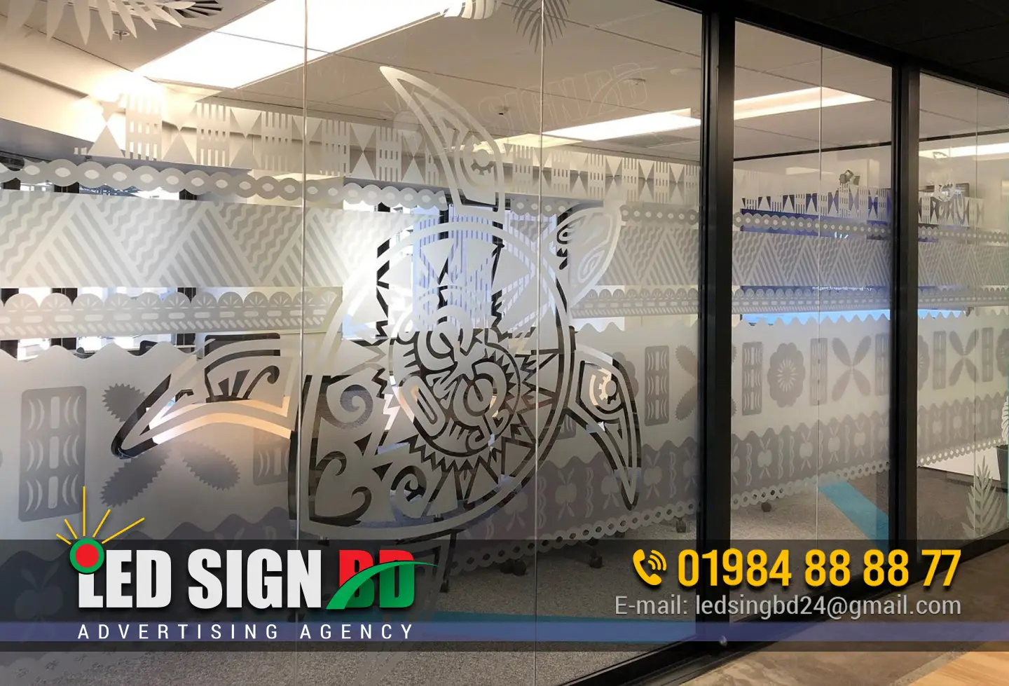 Meleski Glass, Frosted Glass, IT Company Glass Partition Sticker Design and Printing BD