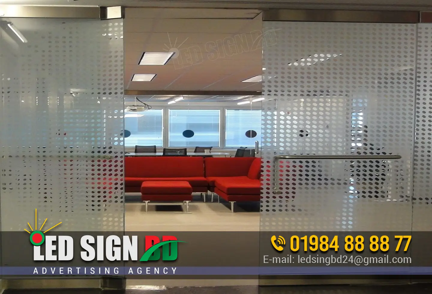 Environmental Graphics Frosted Glass Sticker Design and Printing in Bangladesh