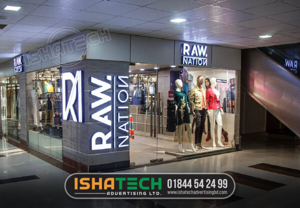 Shopping Mall Branding Raw Acrylic Lighting Letter Sign