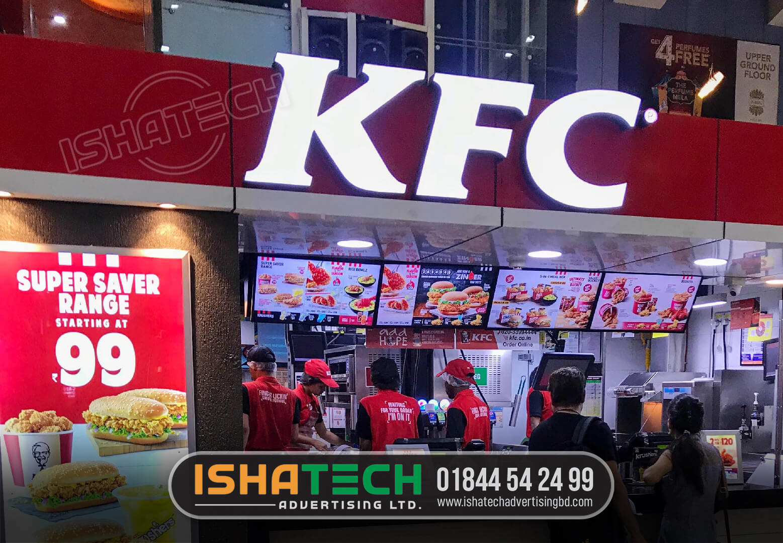 KFC Restaurant Acrylic 3D Lighting Sign Board