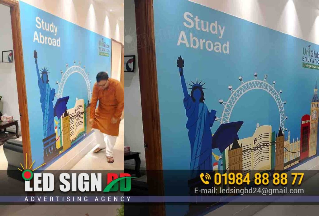 Consultancy & Immigration Service Provider company vinyl wall sticker printing and pasting service in Dhaka