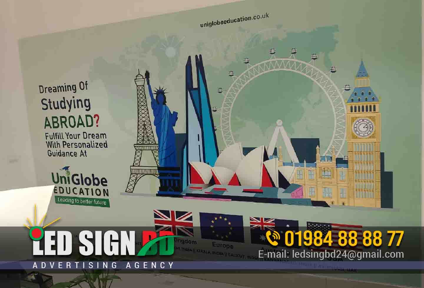 Vinyl wall sticker for visa consultancy and immegration service provider company in Bangladesh