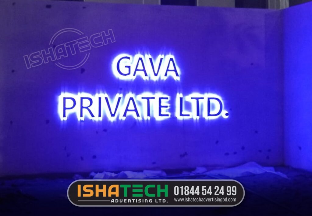 3D Baklight LED Letters Nameplate for Gava Private Ltd