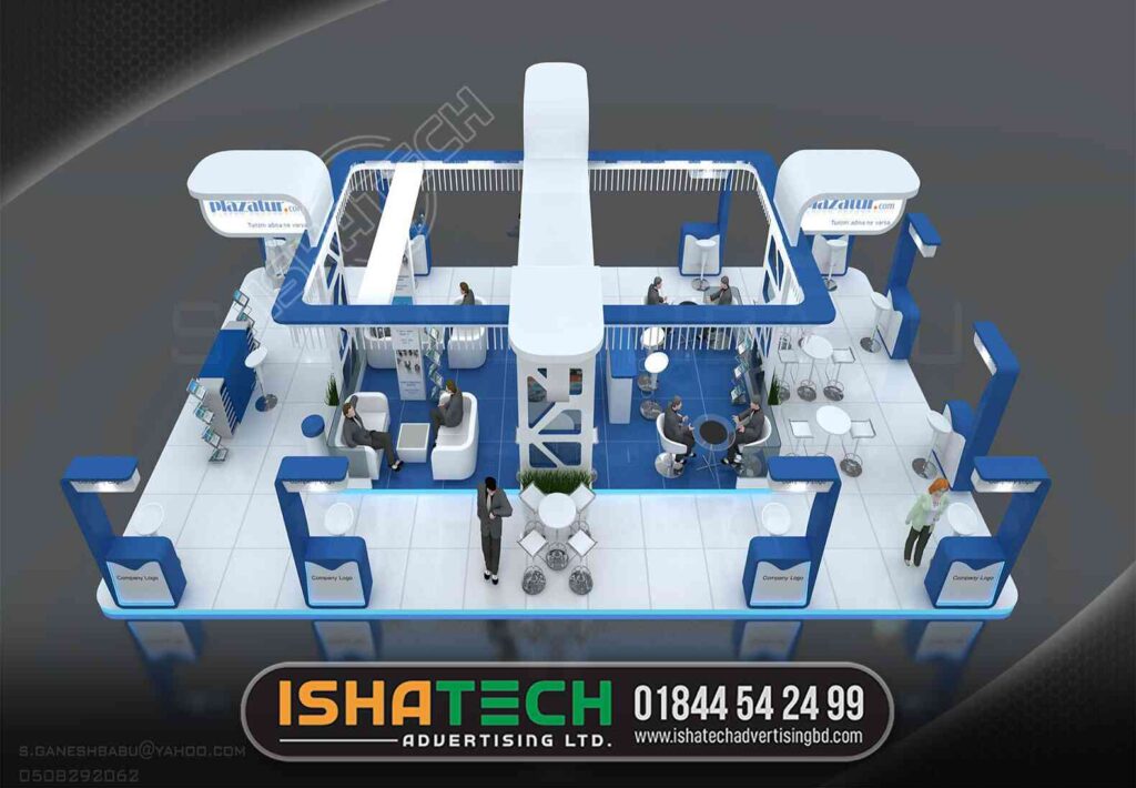 exhibition stall design 3 side open